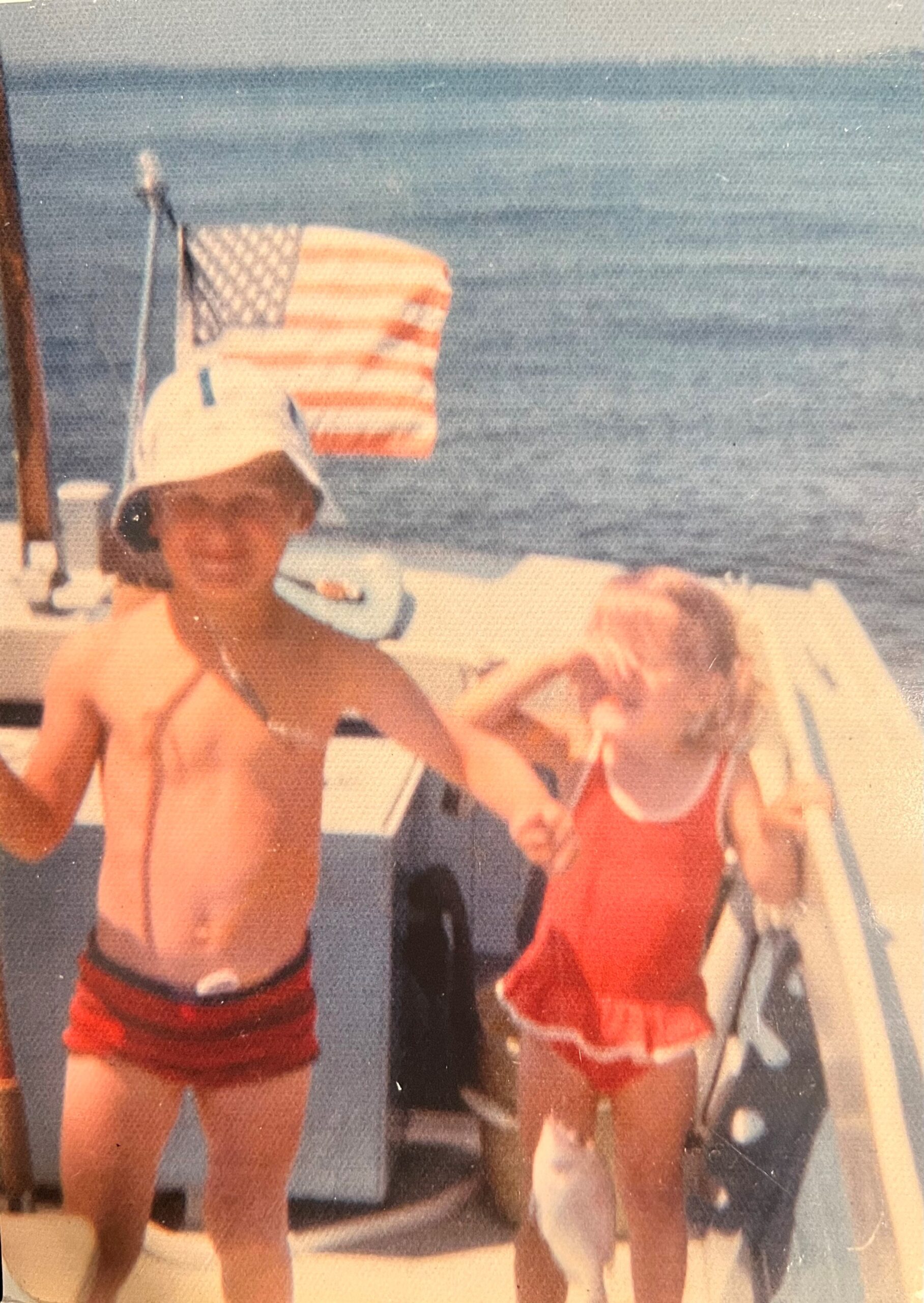 Suzanne and brother fishing